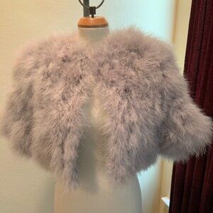 Adrienne Landau Grey Marabou Feather Bolero